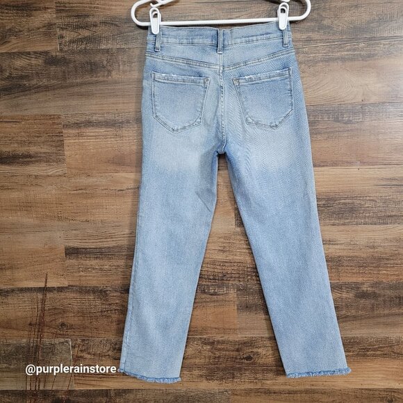 Kensie Vintage Luxe Jeans 4 Slim Mid Rise Raw Hem Medium Light Wash Denim - Picture 2 of 12